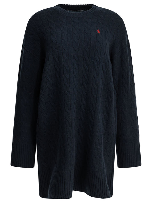 Short knit dress with logo Dresses
