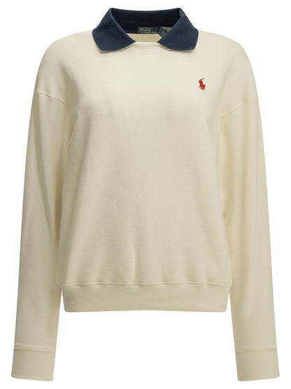 Sweatshirt with polo collar and logo Sweatshirts