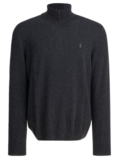 Sweater with a half-zip and logo Knitwear