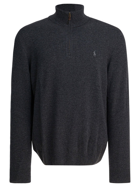 Sweater with a half-zip and logo Knitwear