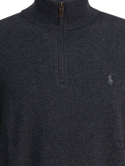 Sweater with a half-zip and logo Knitwear