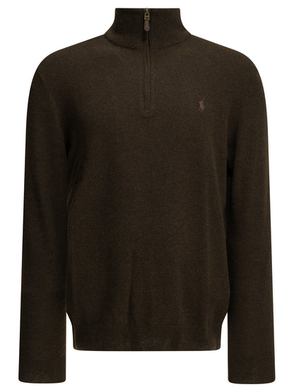 Sweater with a half-zip and logo Knitwear