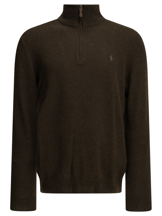 Sweater with a half-zip and logo Knitwear