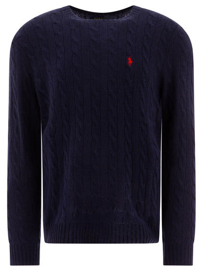 Wool and cashmere crewneck sweater with logo Knitwear
