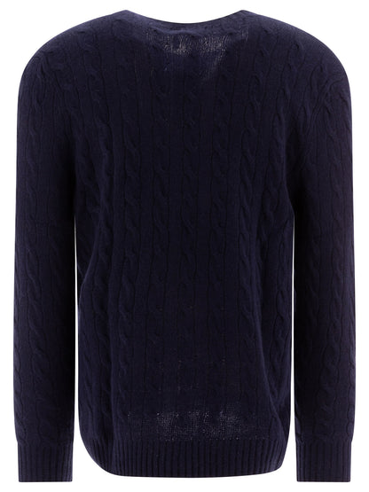 Wool and cashmere crewneck sweater with logo Knitwear