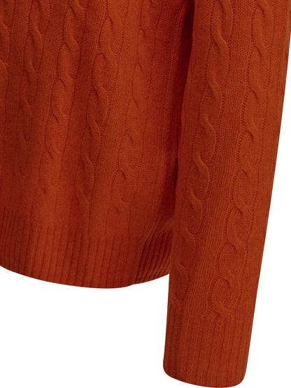 Wool and cashmere crew-neck sweater with logo Knitwear