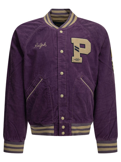 Velvet bomber jacket with logo Jackets and Coats