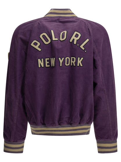 Velvet bomber jacket with logo Jackets and Coats