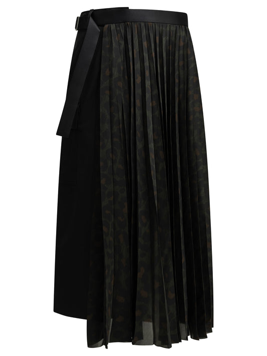 "Pleated Leopard" Midi Skirt Skirts