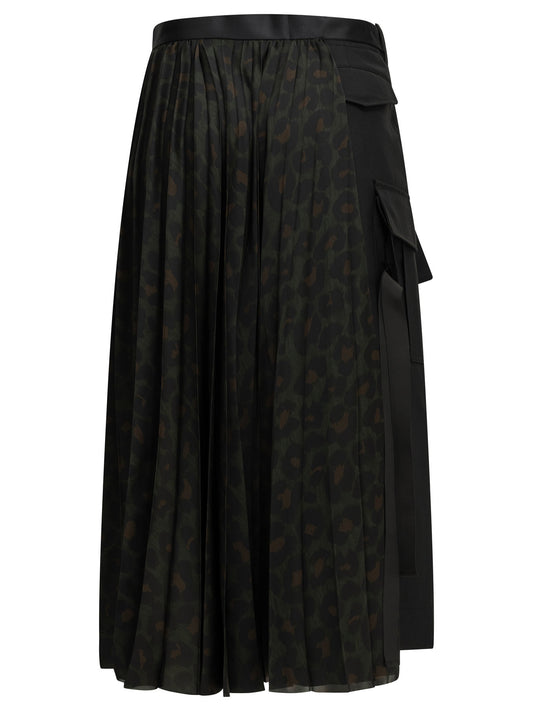 "Pleated Leopard" Midi Skirt Skirts