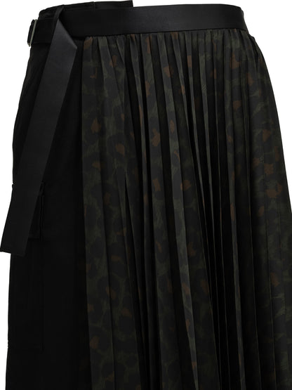 "Pleated Leopard" Midi Skirt Skirts