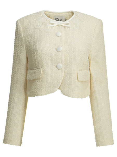 Bouclé blazer with lace details Jackets and Coats
