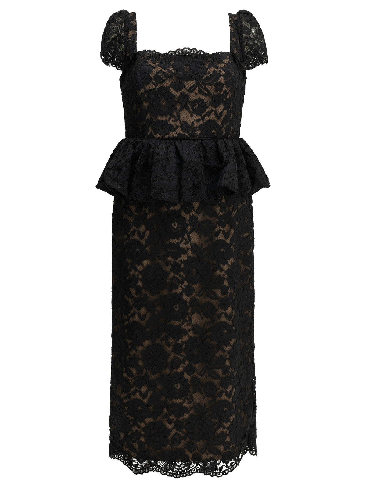 Midi-length sheath dress with ruffles Dresses