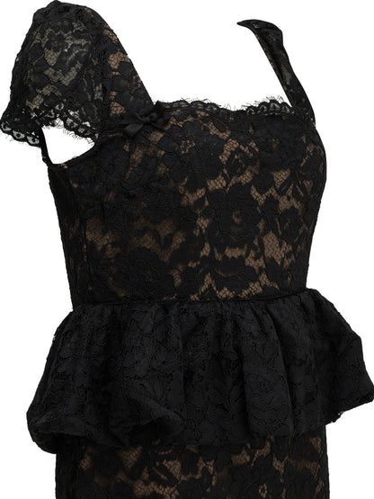 Midi-length sheath dress with ruffles Dresses