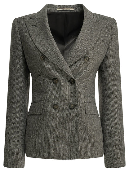 Double-breasted herringbone blazer Jackets and Coats