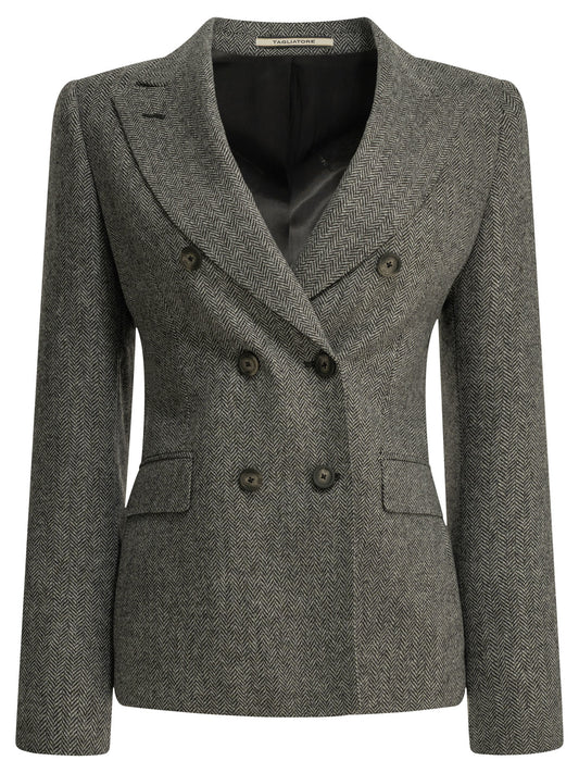Double-breasted herringbone blazer Jackets and Coats