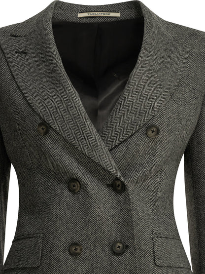 Double-breasted herringbone blazer Jackets and Coats