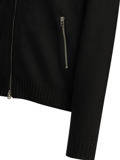 Wool Sweater with a Zipper Knitwear