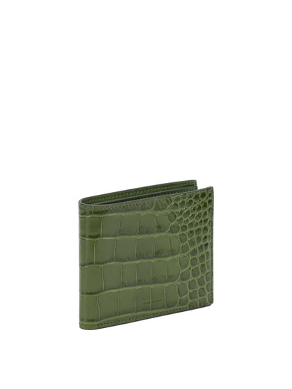 Crocodile-effect bi-fold wallet Wallets & Card holders