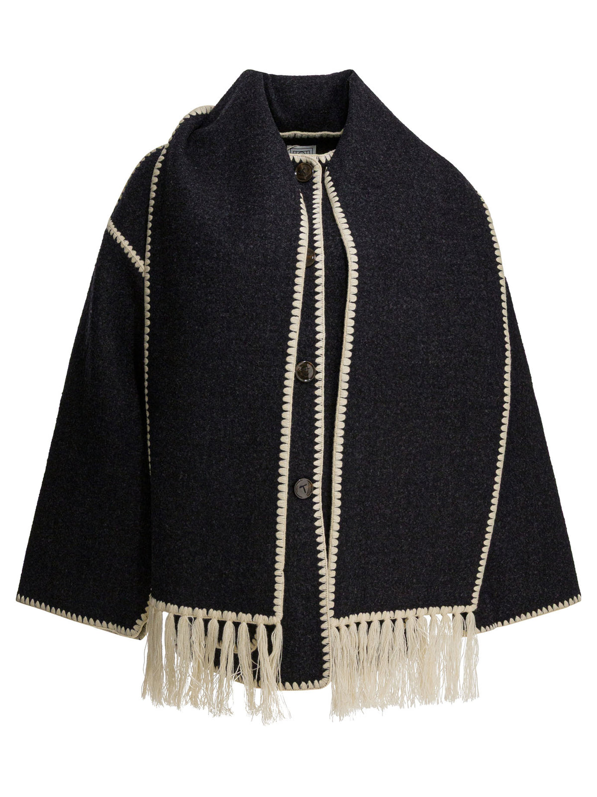 Short coat with attached scarf Jackets and Coats