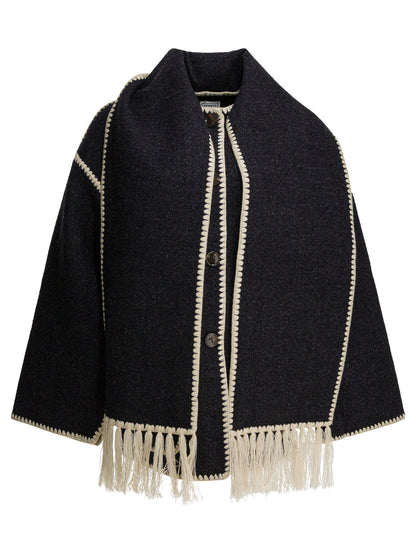 Short coat with attached scarf Jackets and Coats