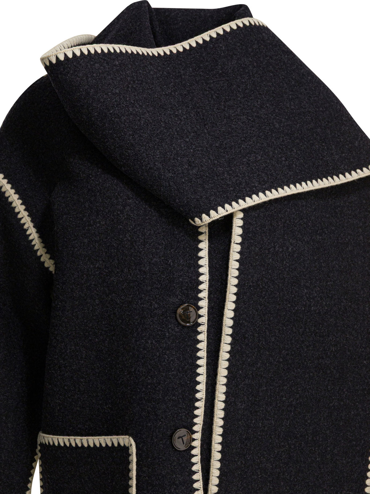 Short coat with attached scarf Jackets and Coats