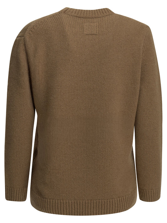 Camel-colored crew-neck sweater Knitwear