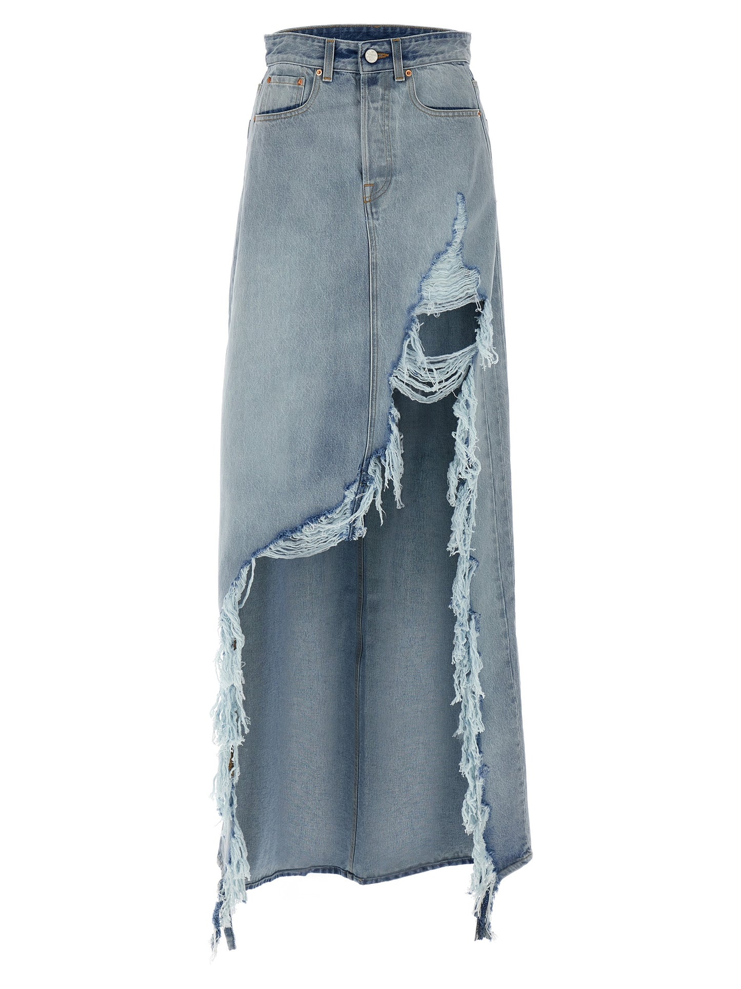'Destroyed Denim Maxi Skirt' skirt Skirts