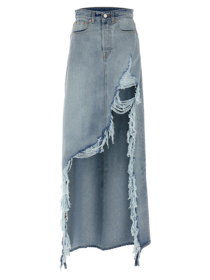 'Destroyed Denim Maxi Skirt' skirt Skirts