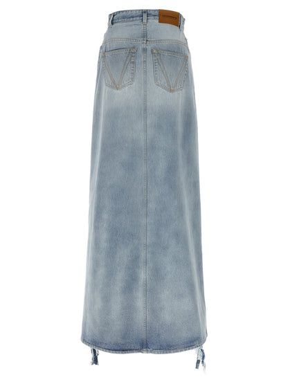'Destroyed Denim Maxi Skirt' skirt Skirts