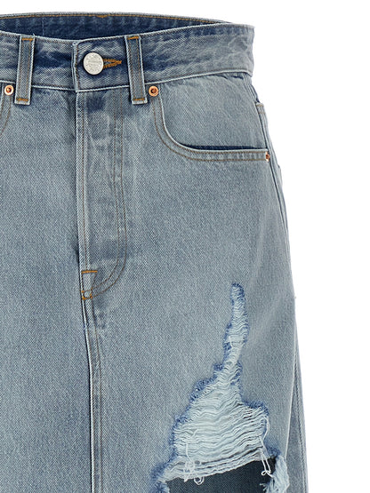 'Destroyed Denim Maxi Skirt' skirt Skirts