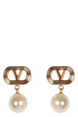 Valentino Garavani Oval-shaped earrings in metal and Swarovski pearls