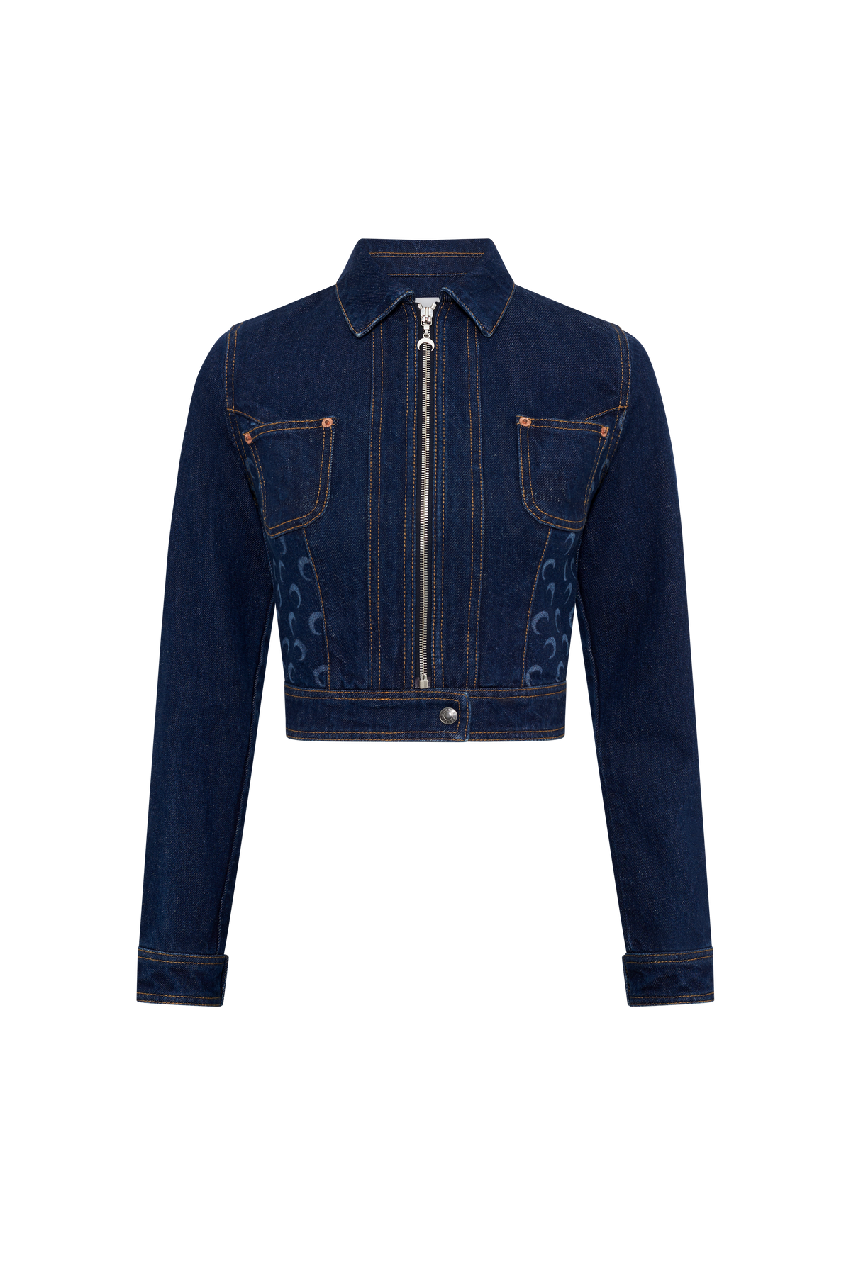Marine Serre Midnight blue denim trucker jacket
