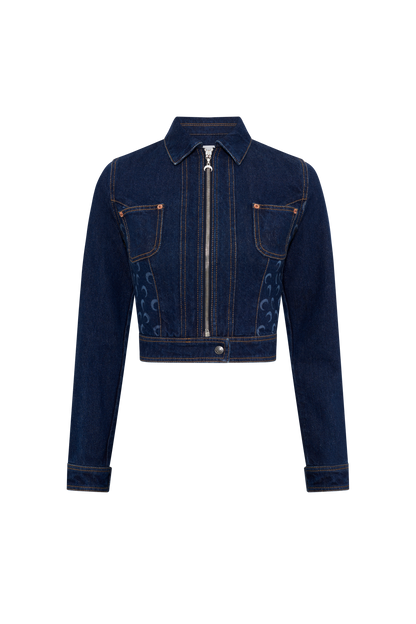 Marine Serre Midnight blue denim trucker jacket