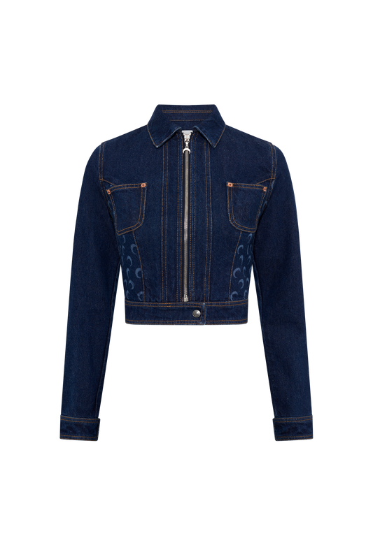 Marine Serre Midnight blue denim trucker jacket