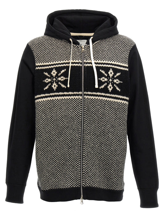 Jacquard insert hoodie Sweatshirt