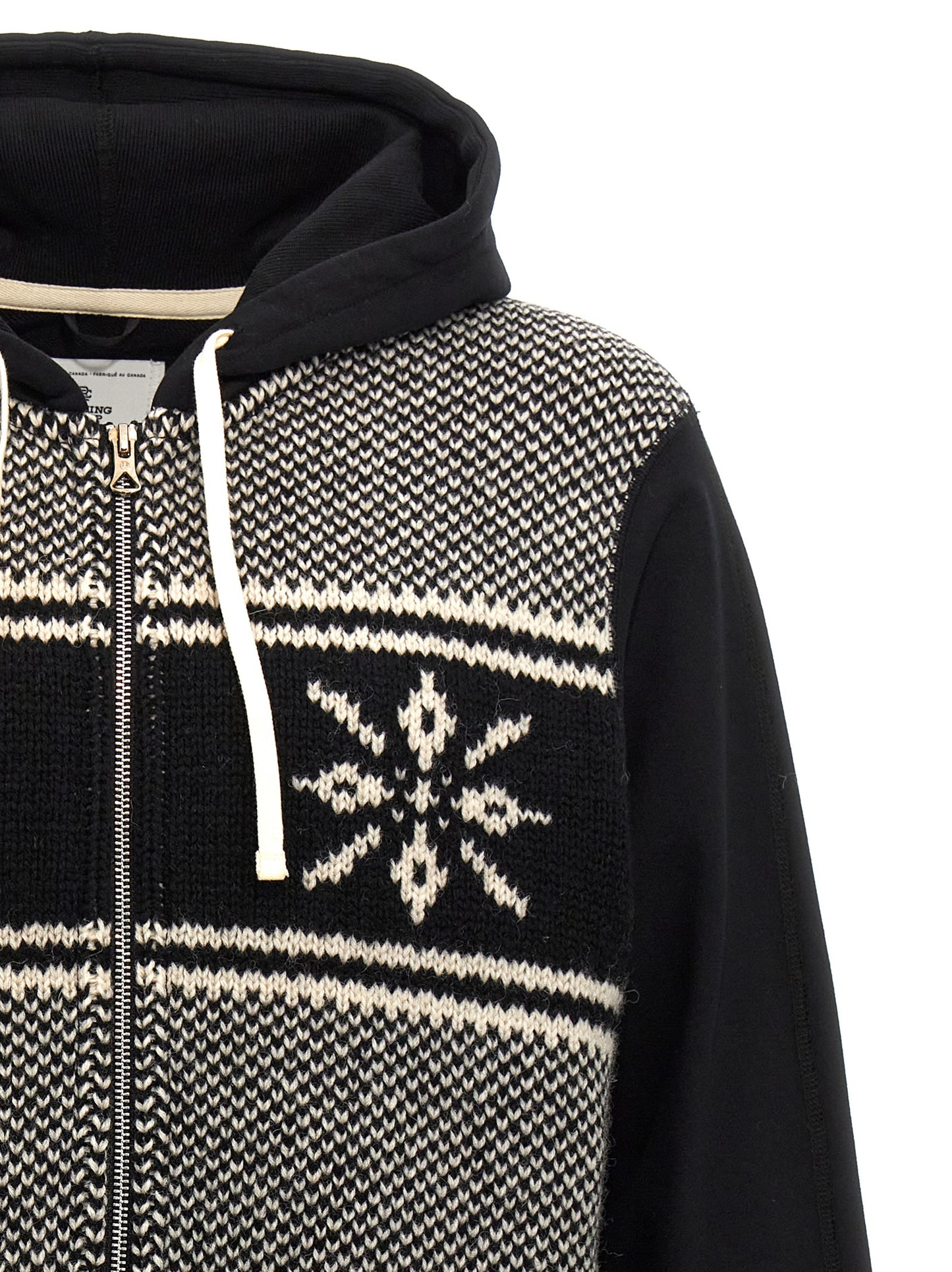 Jacquard insert hoodie Sweatshirt