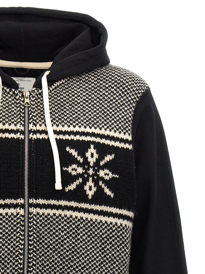 Jacquard insert hoodie Sweatshirt