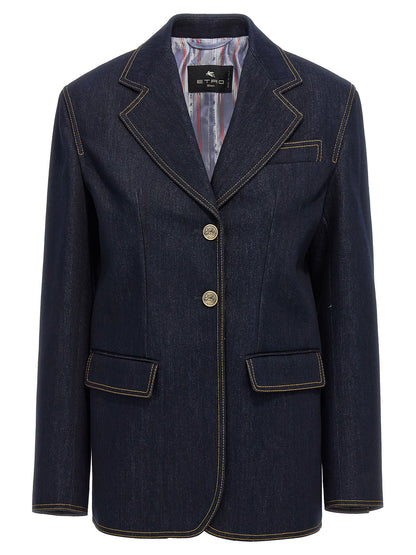 Single-breasted denim blazer Blazer and Suits