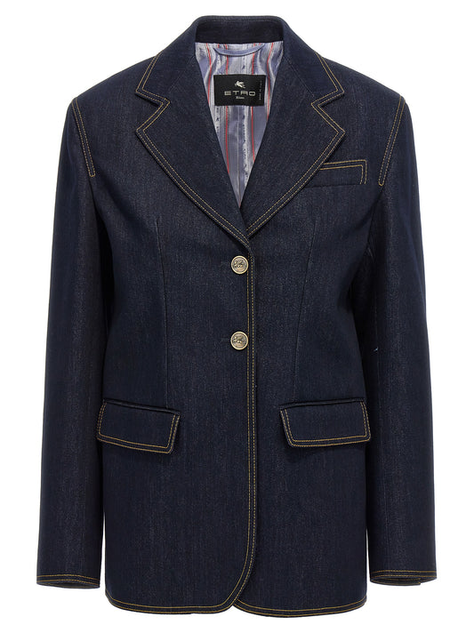Single-breasted denim blazer Blazer and Suits