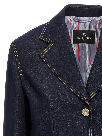 Single-breasted denim blazer Blazer and Suits