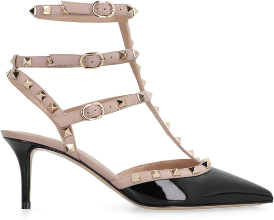 Valentino Garavani Rockstud Patent leather slingback pumps