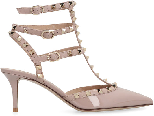 Valentino Garavani Rockstud Patent leather slingback pumps