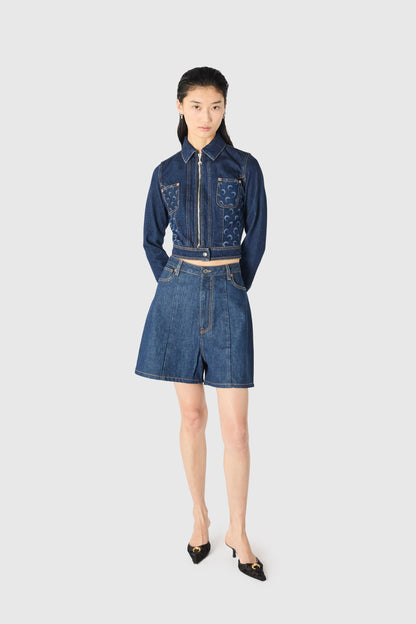 Marine Serre Midnight blue denim shorts