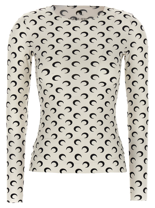 'Moon Printed Jersey Second Skin' T-shirt T-shirt