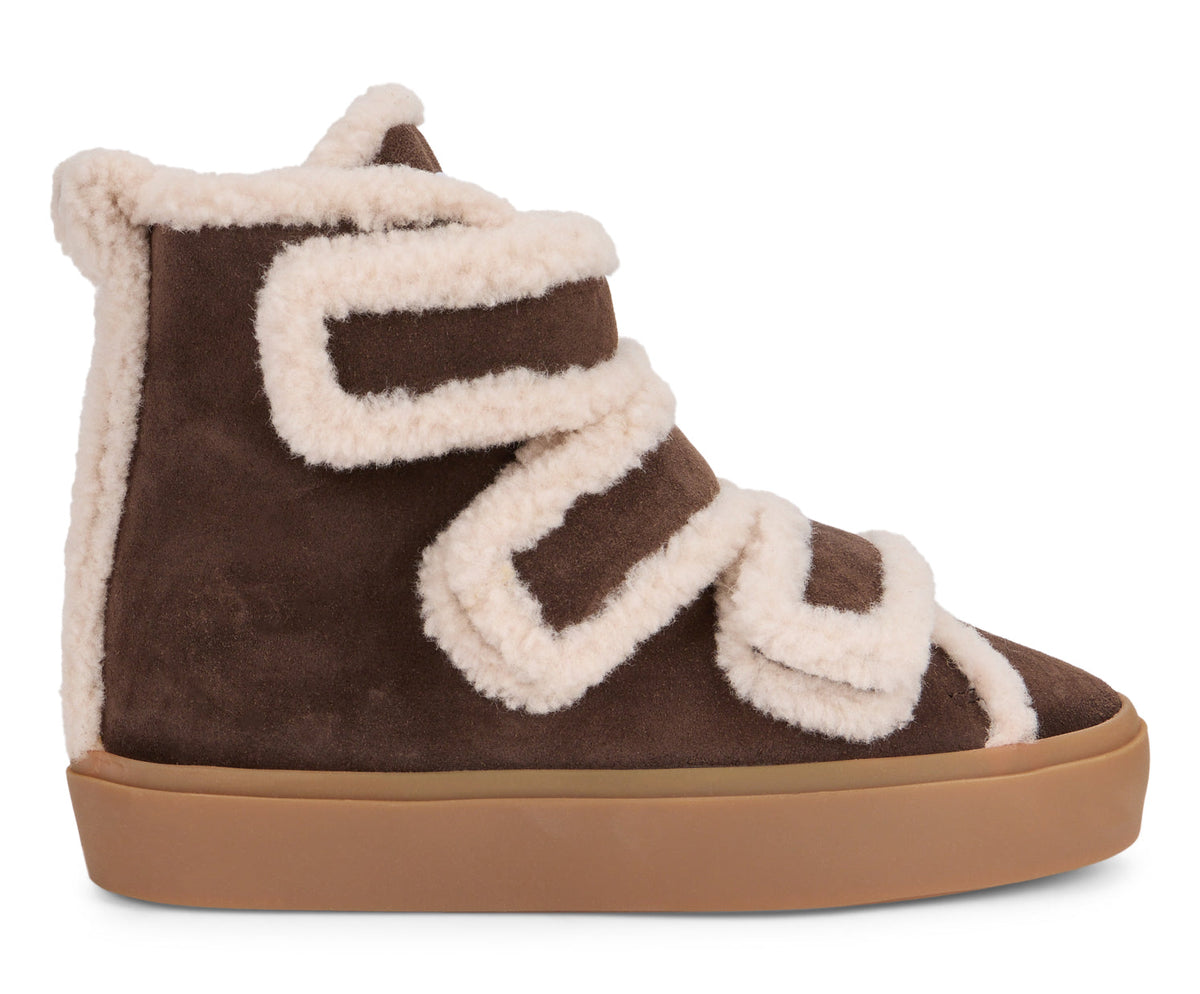 Ankle boot in suede with fur inserts SHOES