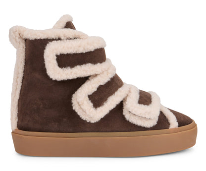 Ankle boot in suede with fur inserts SHOES