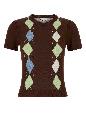 Ganni Light cotton argyle t-shirt