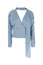 Ganni Fluid satin kimono sleeve scarf blouse