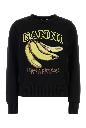 Ganni Fine cotton graphic sweater banana